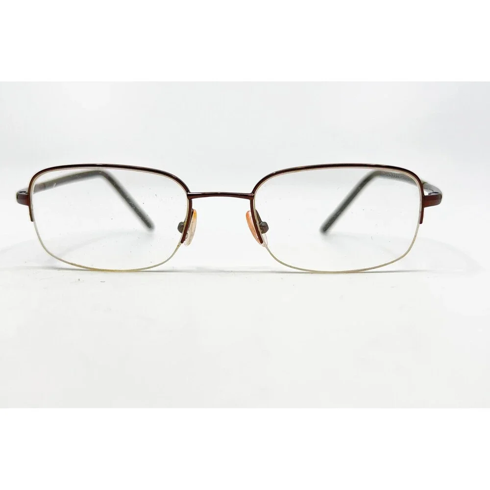 M834 Eyeglasses Frames Mens Brown Semi Rimless Rectangular 49-19-140